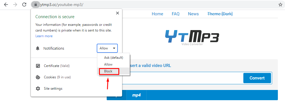 how to remove ytmp3 cc pop ups